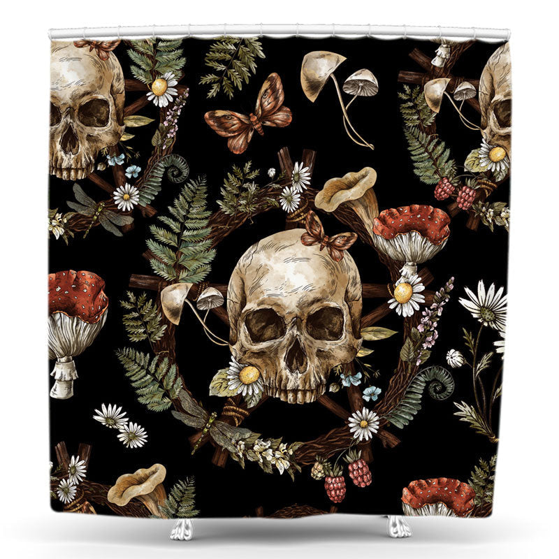 Lofaris Scared Skull Face Halloween Bathtub Shower Curtain