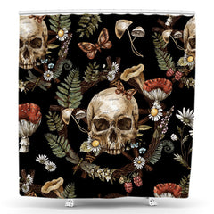Lofaris Scared Skull Face Halloween Bathtub Shower Curtain