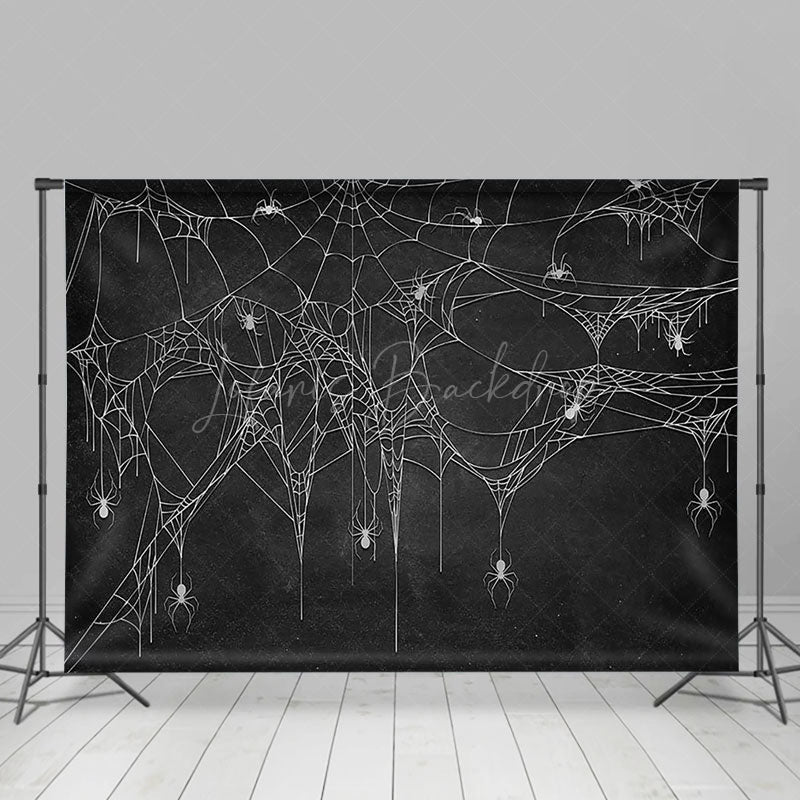 Lofaris Scary Black White Spider Web Backdrop For Halloween