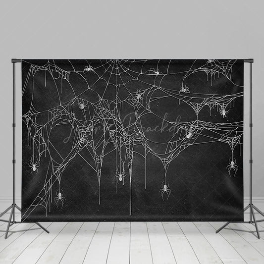 Lofaris Scary Black White Spider Web Backdrop For Halloween