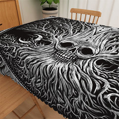 Lofaris Scary Grey Skull Tree Halloween Kitchen Tablecloth
