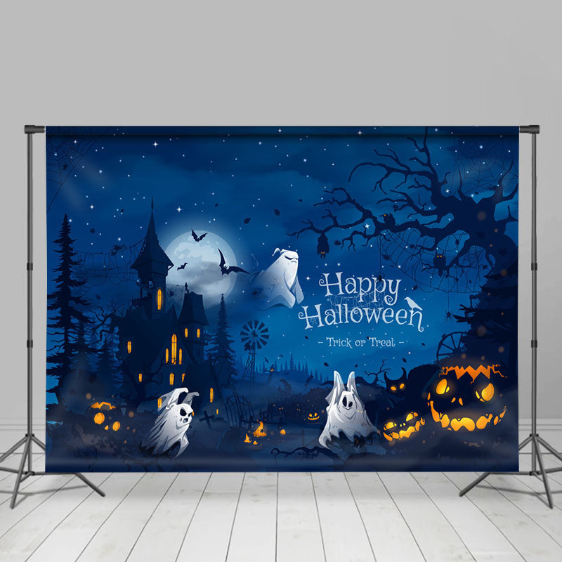 Lofaris Scary Night Ghost Castle Pumpkin Halloween Backdrop