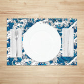 Lofaris Sea Waves Blue And White Dining Set Of 4 Placemats