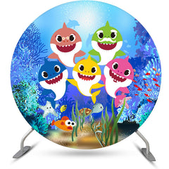 Lofaris Sea Wolrd Shark Round Kids Birthday Party Backdrop Kit