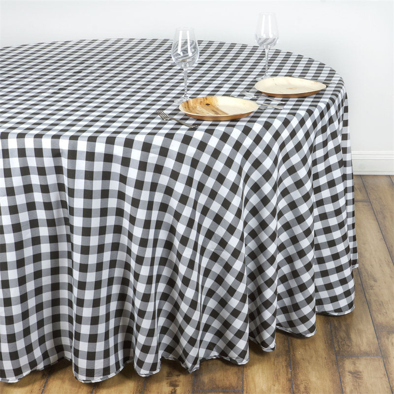 Lofaris Seamless Buffalo Plaid Round Gingham Polyester Tablecloth