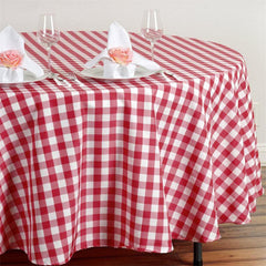 Lofaris Seamless Buffalo Plaid Round Gingham Polyester Tablecloth