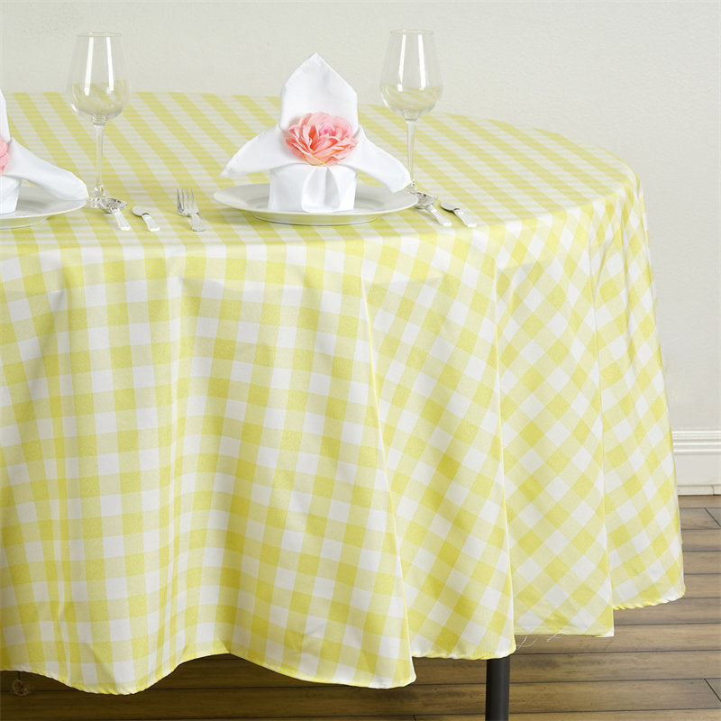 Lofaris Seamless Buffalo Plaid Round Gingham Polyester Tablecloth