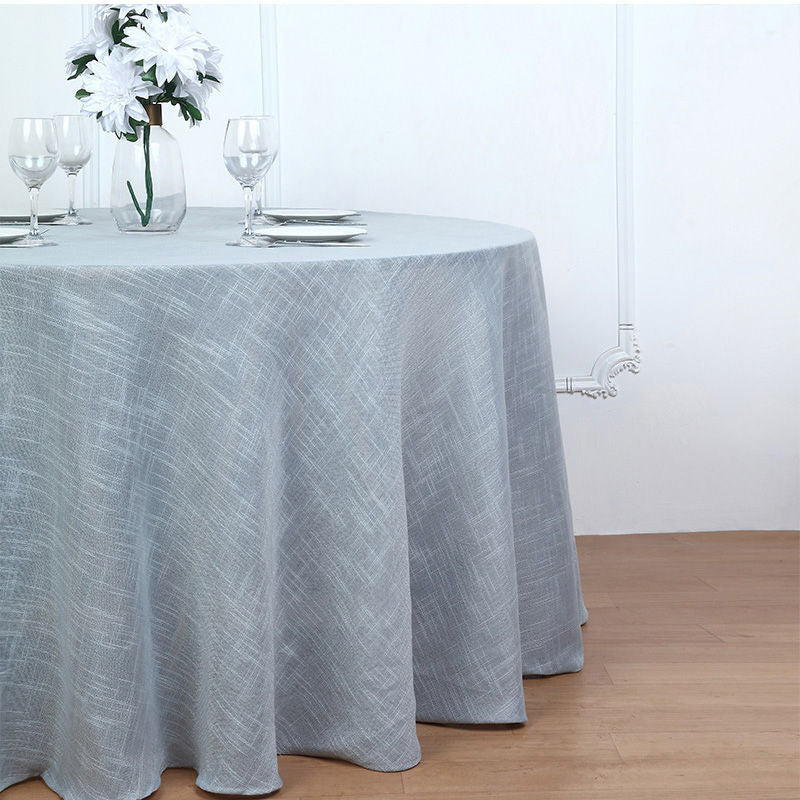 Lofaris Seamless Round Linen Table Cloth With Slubby Texture