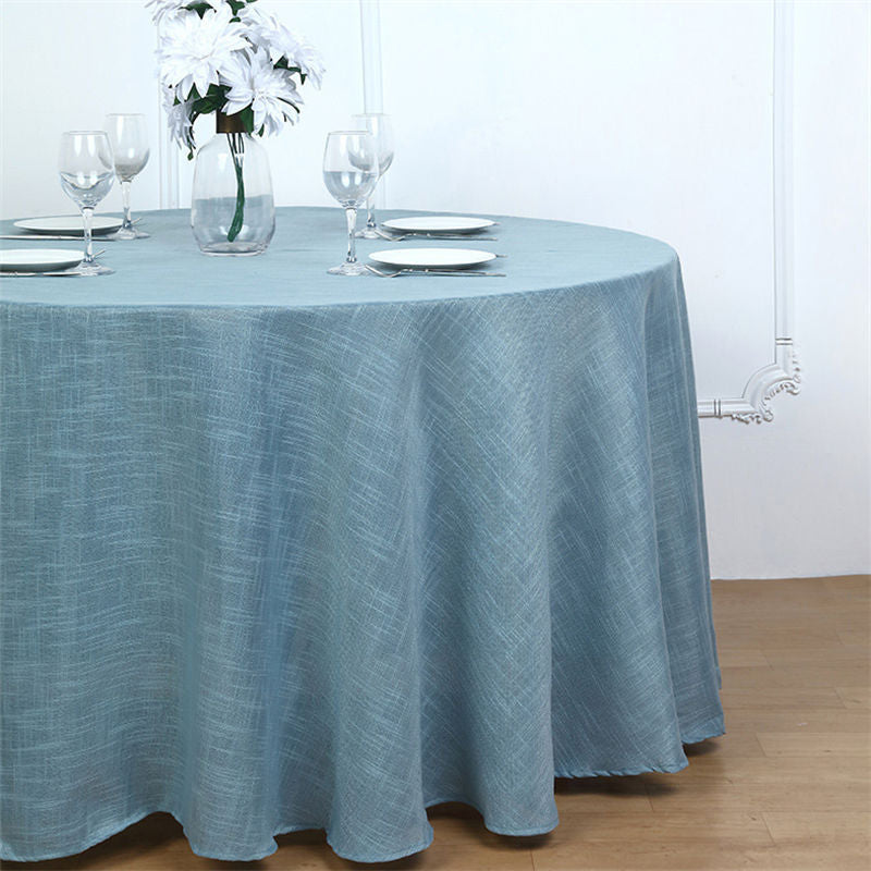 Lofaris Seamless Round Linen Table Cloth With Slubby Texture