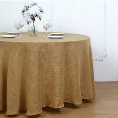 Lofaris Seamless Round Linen Table Cloth With Slubby Texture