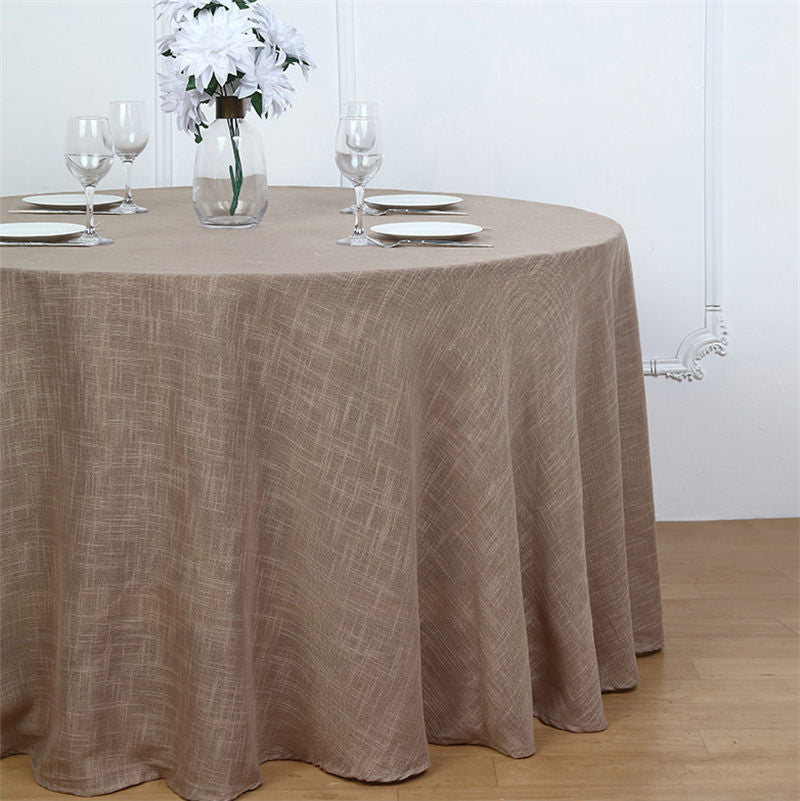 Lofaris Seamless Round Linen Table Cloth With Slubby Texture