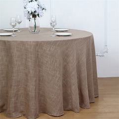 Lofaris Seamless Round Linen Table Cloth With Slubby Texture