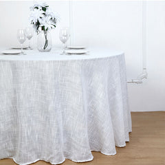Lofaris Seamless Round Linen Table Cloth With Slubby Texture
