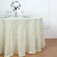 Lofaris Seamless Round Linen Table Cloth With Slubby Texture