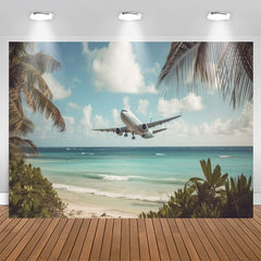 Lofaris Seaside Aeroplane Coconut Palm Birthday Backdrop