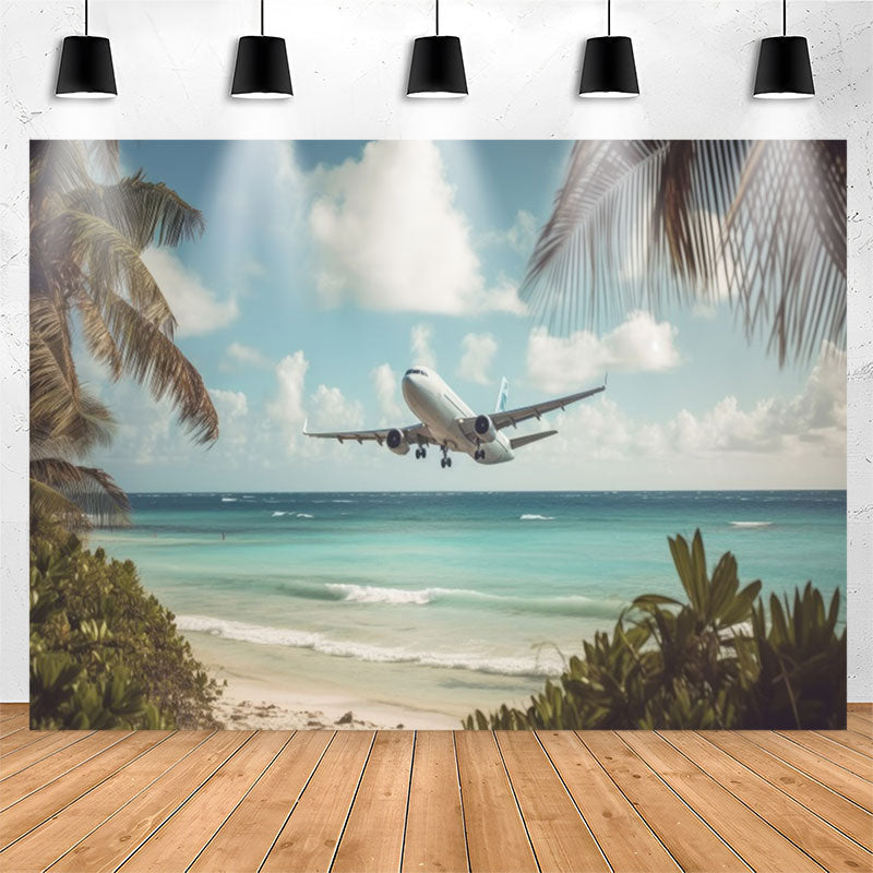 Lofaris Seaside Aeroplane Coconut Palm Birthday Backdrop