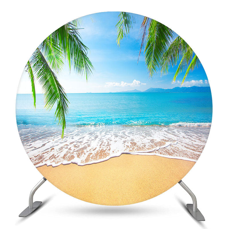 Lofaris Seaside Beach Coconut Leaf Party Round Backdrop