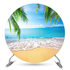 Lofaris Seaside Beach Coconut Leaf Party Round Backdrop