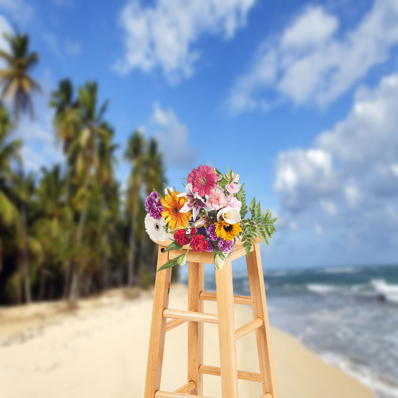 Lofaris Seaside Palm Trees Summer Beach Photography Backdrop