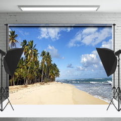 Lofaris Seaside Palm Trees Summer Beach Photography Backdrop
