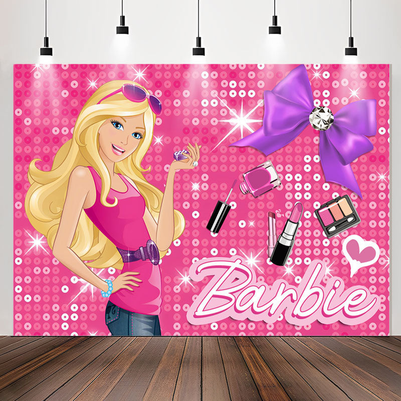 Lofaris Sequin Sparkling Blonde Girl Pink Party Backdrop