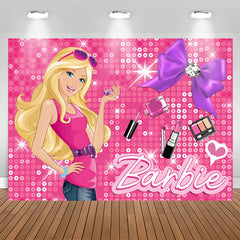 Lofaris Sequin Sparkling Blonde Girl Pink Party Backdrop