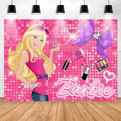 Lofaris Sequin Sparkling Blonde Girl Pink Party Backdrop