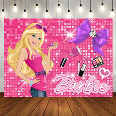 Lofaris Sequin Sparkling Blonde Girl Pink Party Backdrop