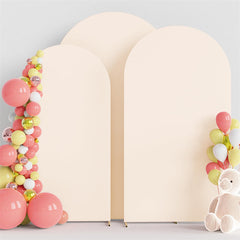 Lofaris Set of 3 Beige Spandex Fitted Wedding Arch Cover