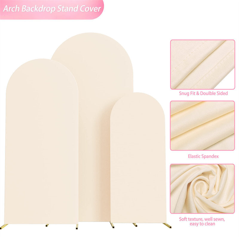 Lofaris Set of 3 Beige Spandex Fitted Wedding Arch Cover