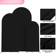 Lofaris Set of 3 Black Spandex Fitted Wedding Arch Cover
