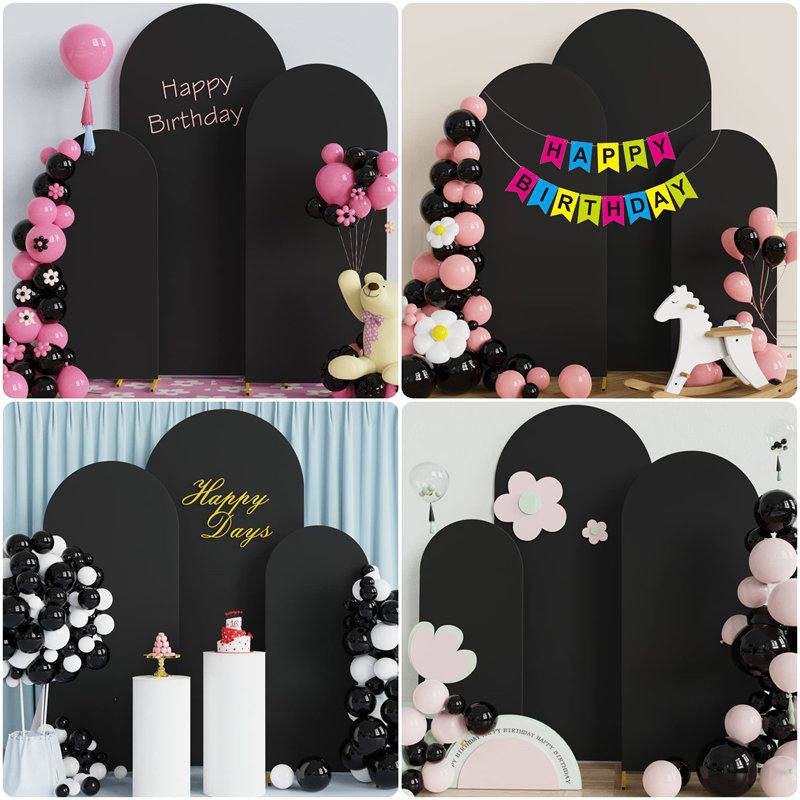 Lofaris Set of 3 Black Spandex Fitted Wedding Arch Cover