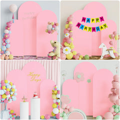 Lofaris Set of 3 Pink Spandex Fitted Wedding Arch Cover