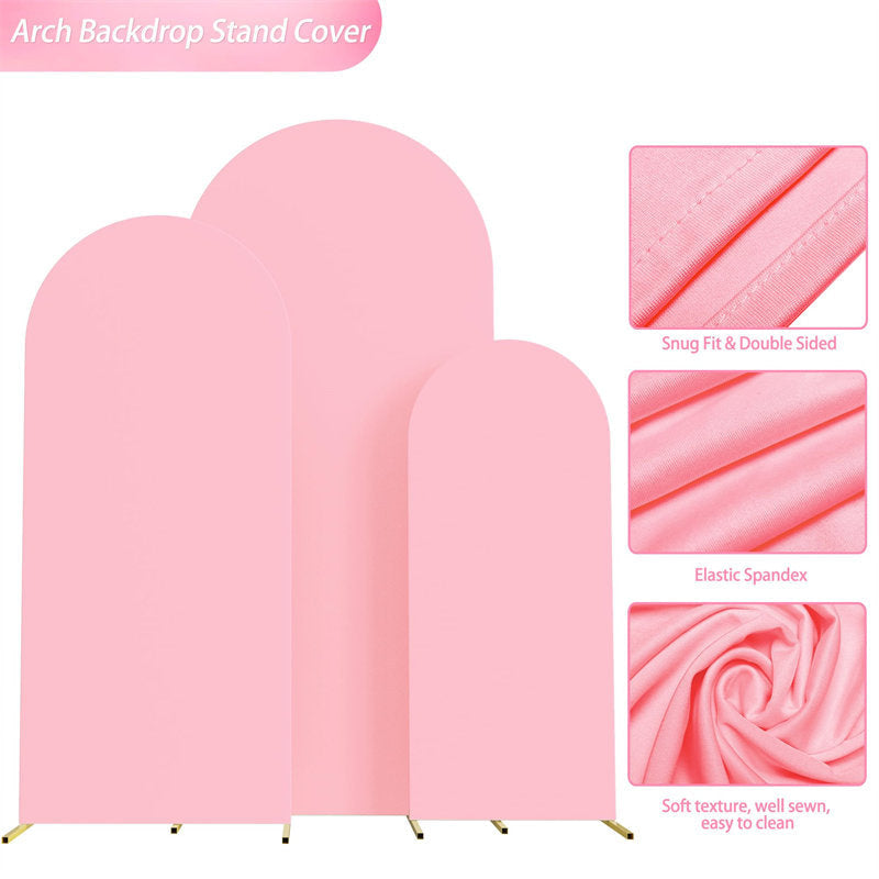 Lofaris Set of 3 Pink Spandex Fitted Wedding Arch Cover