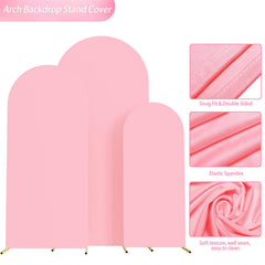 Lofaris Set of 3 Pink Spandex Fitted Wedding Arch Cover