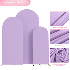 Lofaris Set of 3 Purple Spandex Fitted Wedding Arch Cover