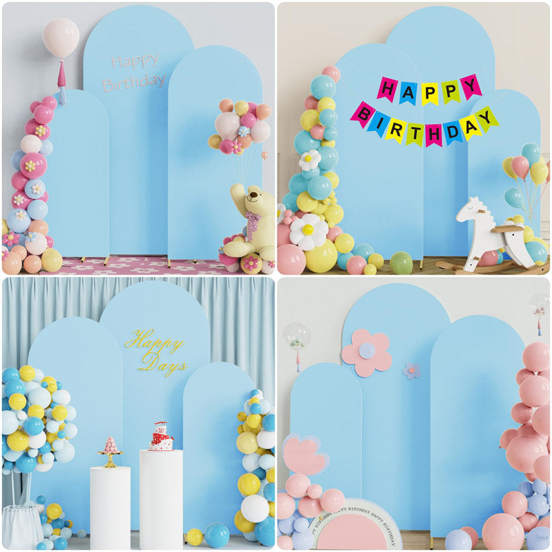 Lofaris Set of 3 Sky Blue Spandex Fitted Wedding Arch Cover