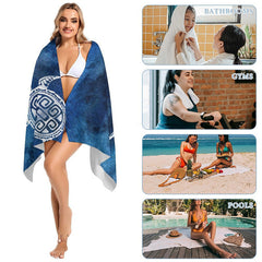 Lofaris Sfumato Blue Sea Turtle Custom Beach Towel with Name