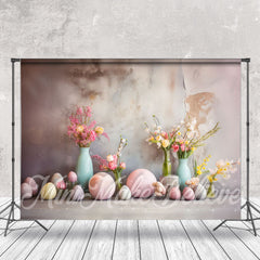 Lofaris Shabby Cement Wall Floral Eggs Photo Easter Backdrop