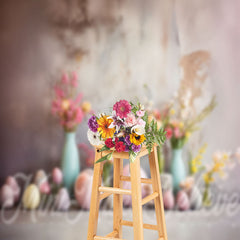 Lofaris Shabby Cement Wall Floral Eggs Photo Easter Backdrop