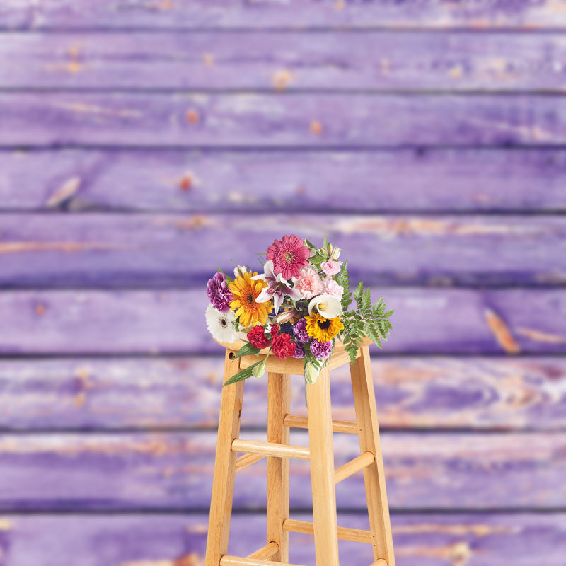 Lofaris Shabby Purple Wooden Wall Photography Cloth Backdrop