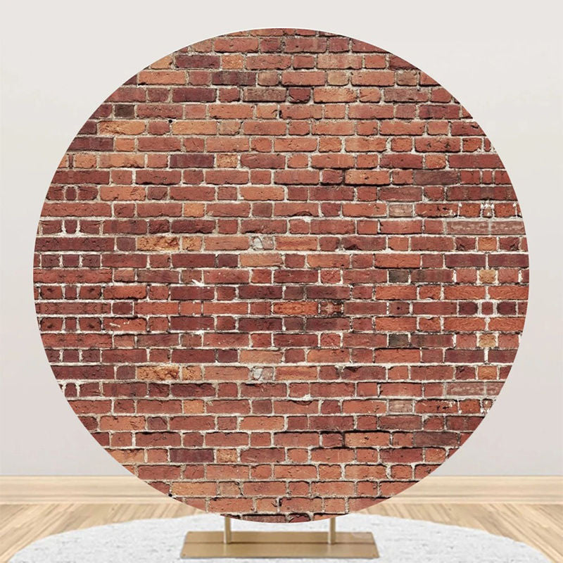 Lofaris Shabby Retro Red Brick Wall Round Party Backdrop