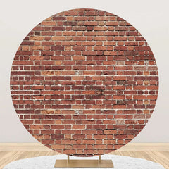 Lofaris Shabby Retro Red Brick Wall Round Party Backdrop