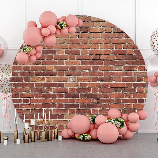 Lofaris Shabby Retro Red Brick Wall Round Party Backdrop