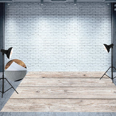 Lofaris Shabby White Vintage Style Wooden Floor Backdrop