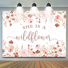 Lofaris She Is A Wildflower Pink Floral Baby Shower Backdrop
