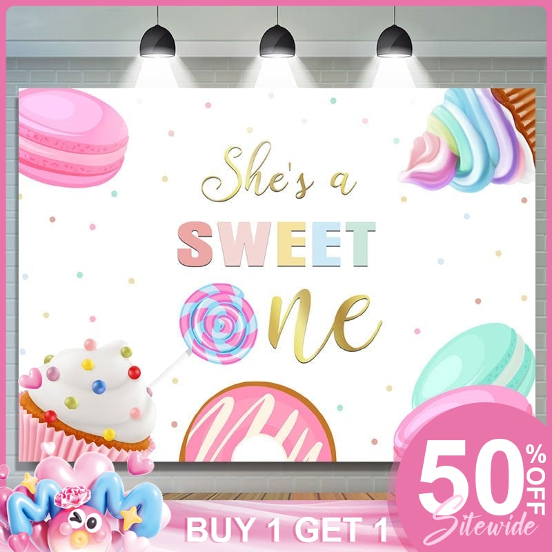 Lofaris (Ship In 24HR) Shes A Sweet One Ice Cream Lollipop Backdrop for 1st Birthday