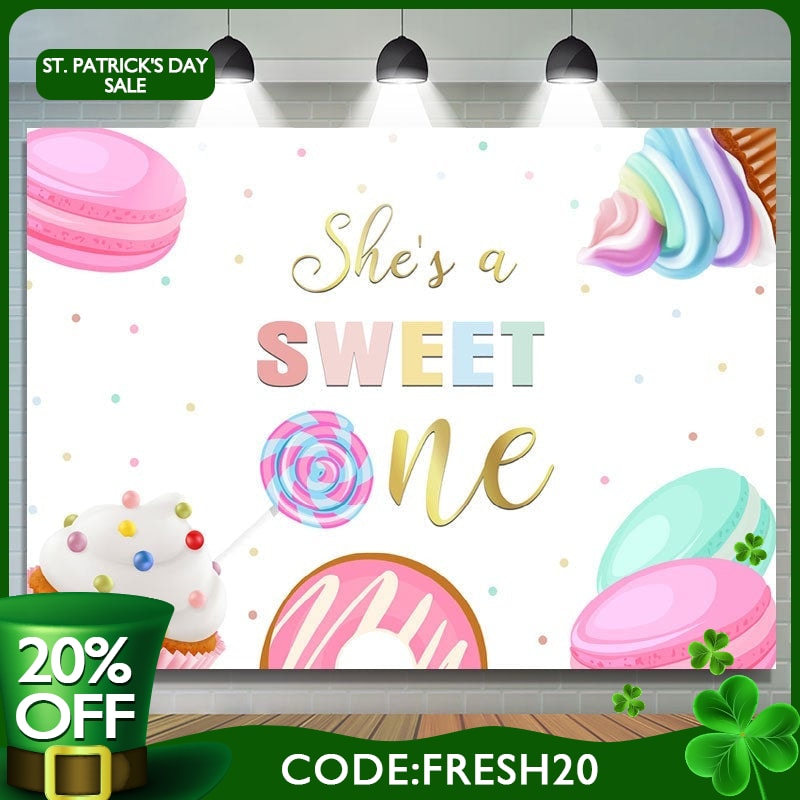 Lofaris (Ship In 24HR) Shes A Sweet One Ice Cream Lollipop Backdrop for 1st Birthday