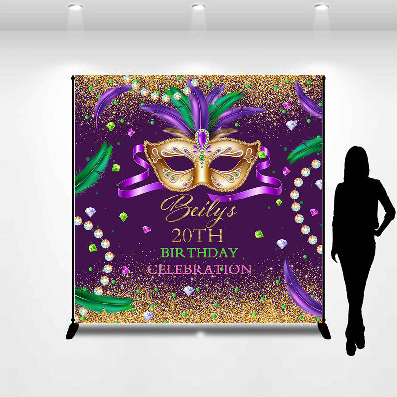 Lofaris Shining Jewelries Mask Custom 20th Birthday Backdrop