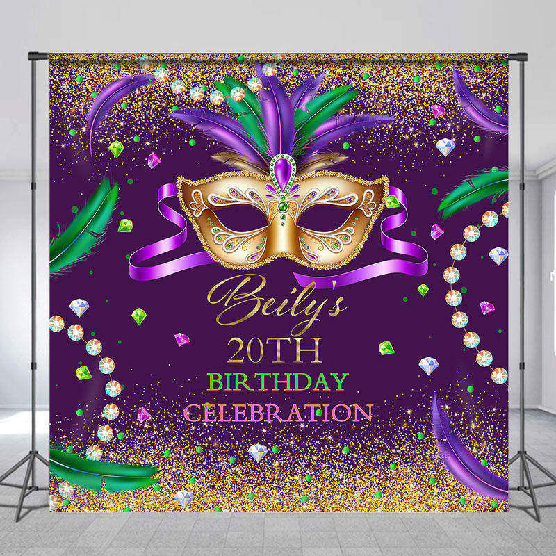 Lofaris Shining Jewelries Mask Custom 20th Birthday Backdrop